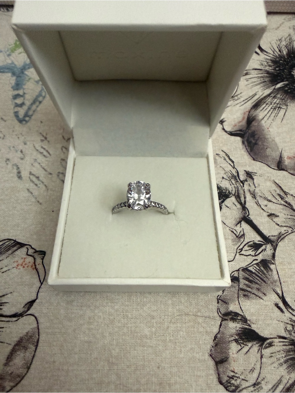 Simulated diamond Engagement Ring in Silver - Women Jewelry